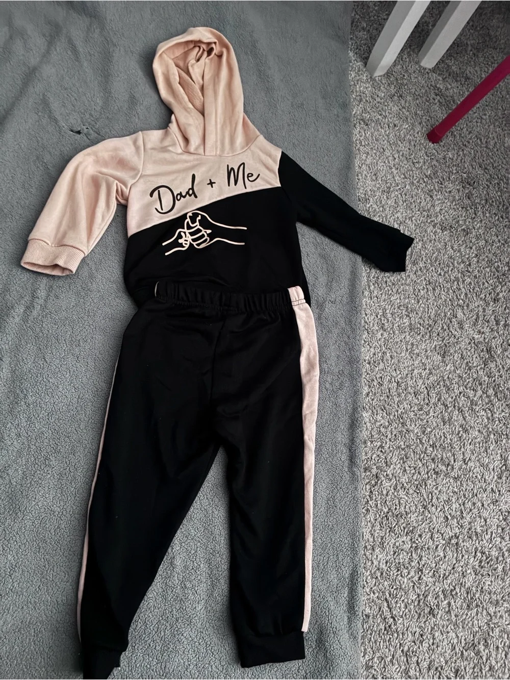 SHEIN Black and Light Pink 'Dad + Me' Sweatshirt & Joggers Set